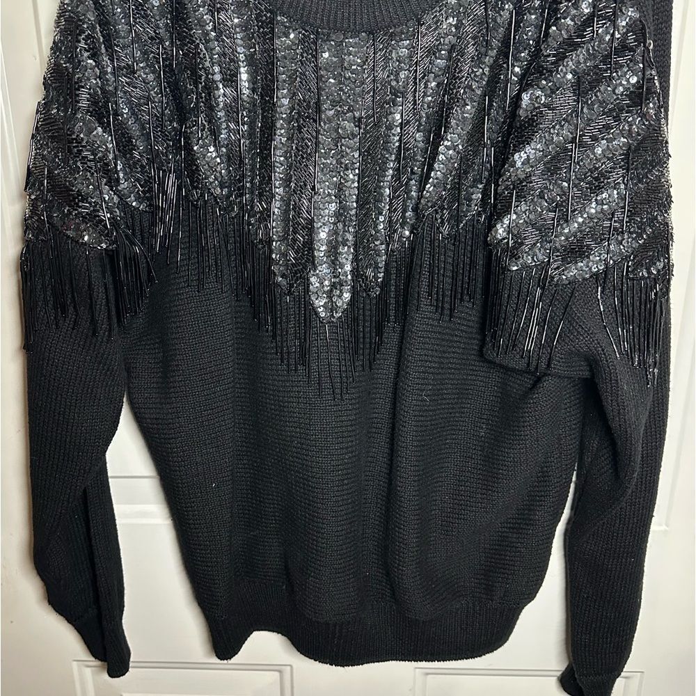 Vintage Margo black sequins and beaded sweater. Great condition. Size M/L